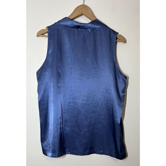 JONES NEW YORK Women's Large Blue Pajama Set Sleeveless Top Elastic Waist Pants - Picture 3 of 9